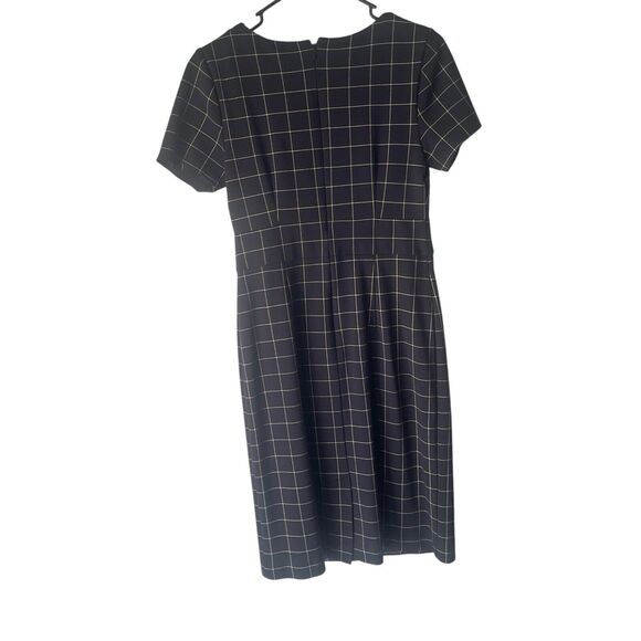 Ann‎ Taylor Size 4 Navy Blue Plaid Office Career Shealth Above Knee Dress - Picture 6 of 10
